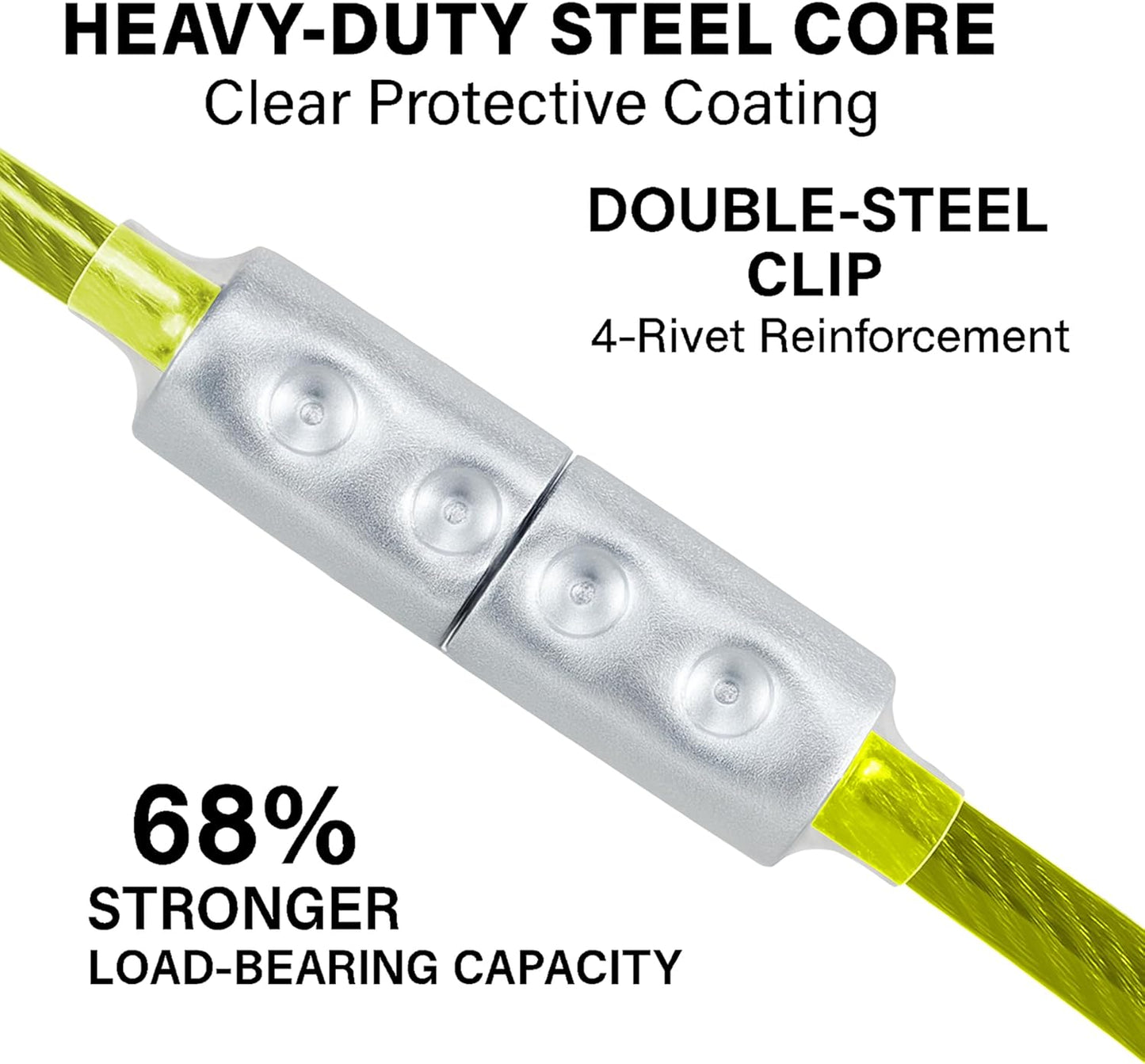 Heavy Duty Dog Tie Out Cable for Medium & Large Dogs up to 250lbs, 10/20/30/50/70/100ft Strong Steel Pet Leash for Outdoor Yard, Camping & Training (Lime Green, 30FT)