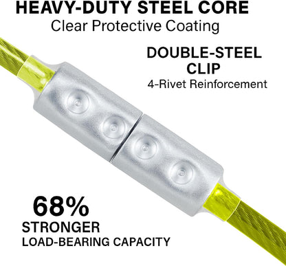 Heavy Duty Dog Tie Out Cable for Medium & Large Dogs up to 250lbs, 10/20/30/50/70/100ft Strong Steel Pet Leash for Outdoor Yard, Camping & Training (Lime Green, 30FT)