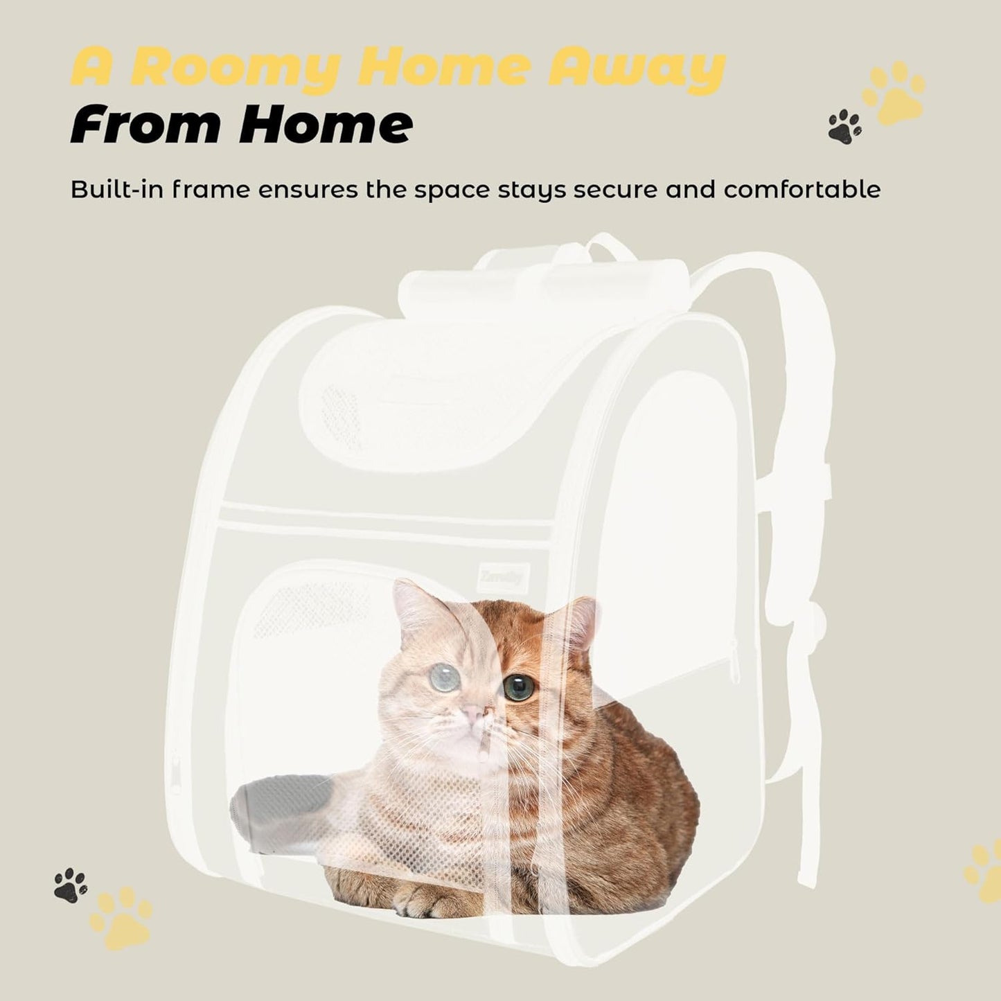 Zavothy Expandable Pet Backpack Carrier for Small Cats & Dogs, Airline Approved Travel Bag with Mesh Windows, Expandable Space, Padded Bottom, Foldable Design (Black/Grey)