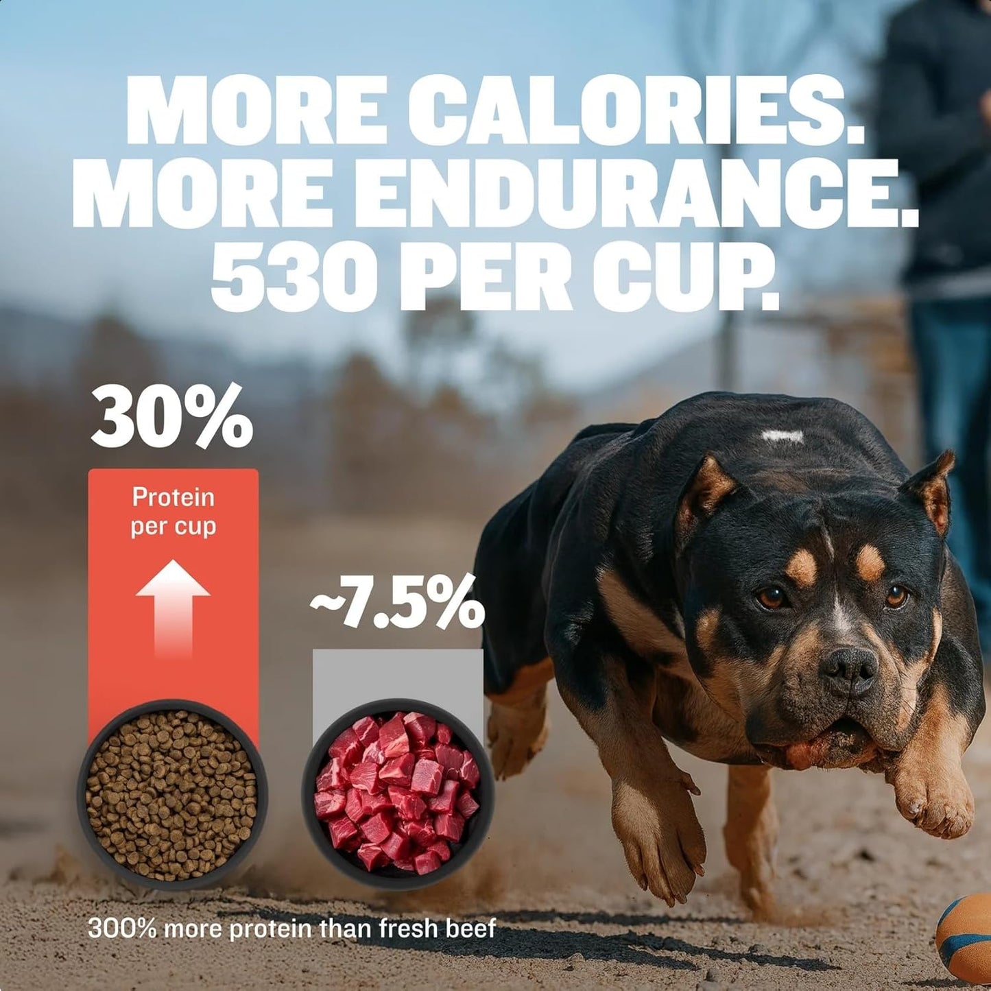 Bully Max Dry Dog Food for Adults & Puppies - High Protein & Fat for Muscle & Weight Gain - High Performance Dog Food Supplements - Small & Large Breed Dogs (530 Calories Per Cup), Beef, 15lb Bag