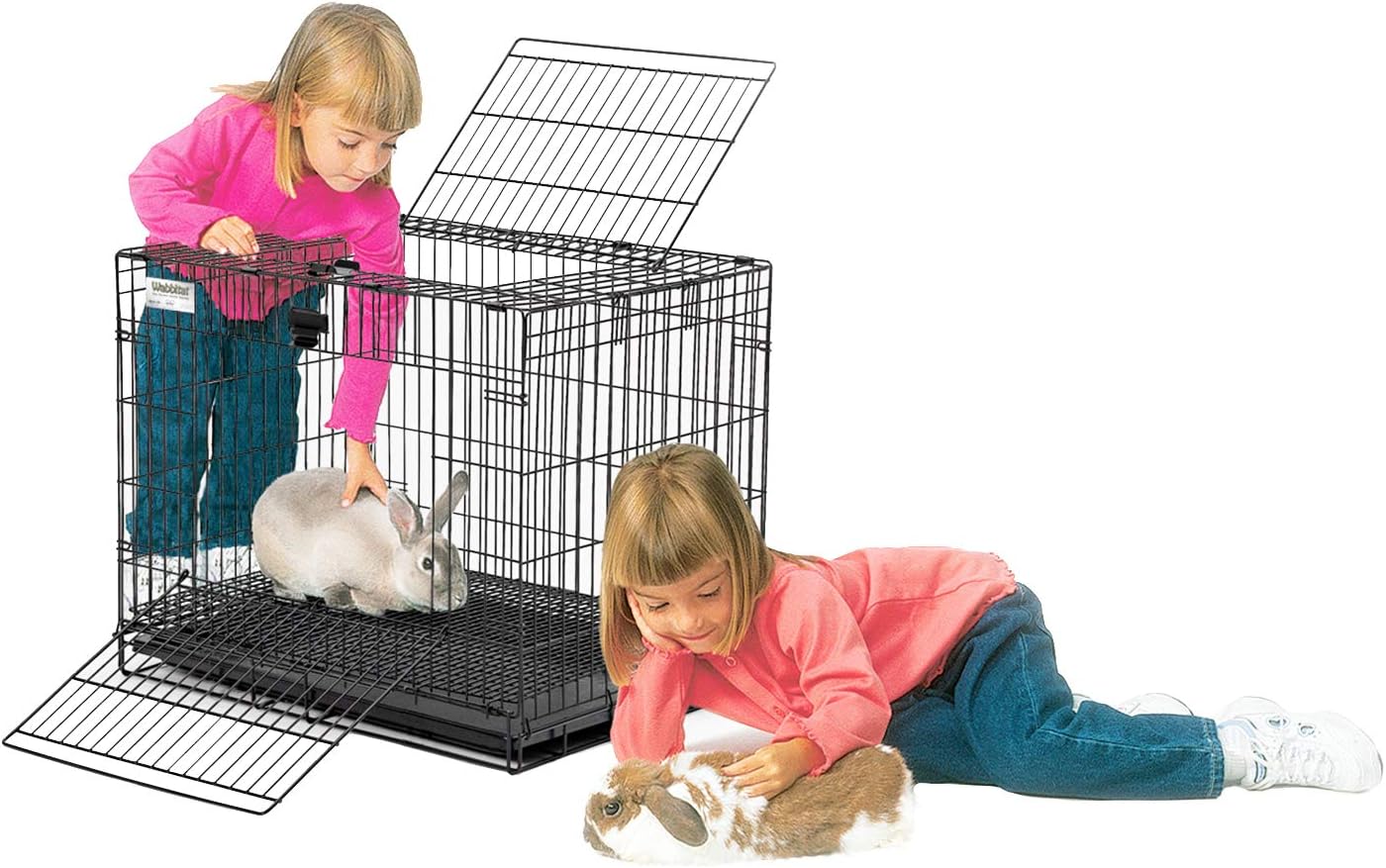 MidWest Homes for Pets Small Wabbitat Rabbit Cage, Grid Mesh Floor, Removable Tray, Top & Front Door Access, Rust Resistant Finish, No Tools Required