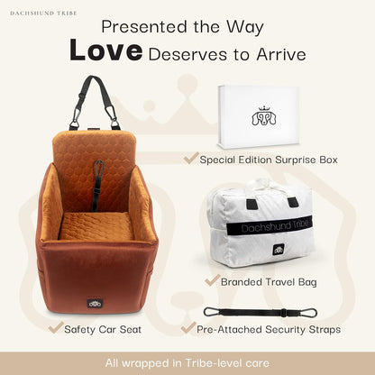 Dog Car Seat for Small Dogs - Safety Booster Bed for Car Travel, Machine Washable Cover, Scratch & Water Resistant, Adjustable, Non-Slip Base (Royal Brown, Small/Medium)