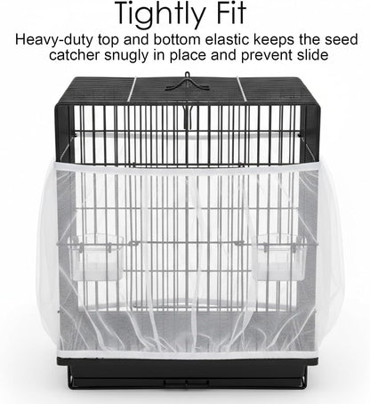 Bird Cage Seed Catcher, White Breathable Seed Catcher for Bird Cage Birds Cages Net Birds Cages Accessories for Parrot Enclosures Stops Scatter