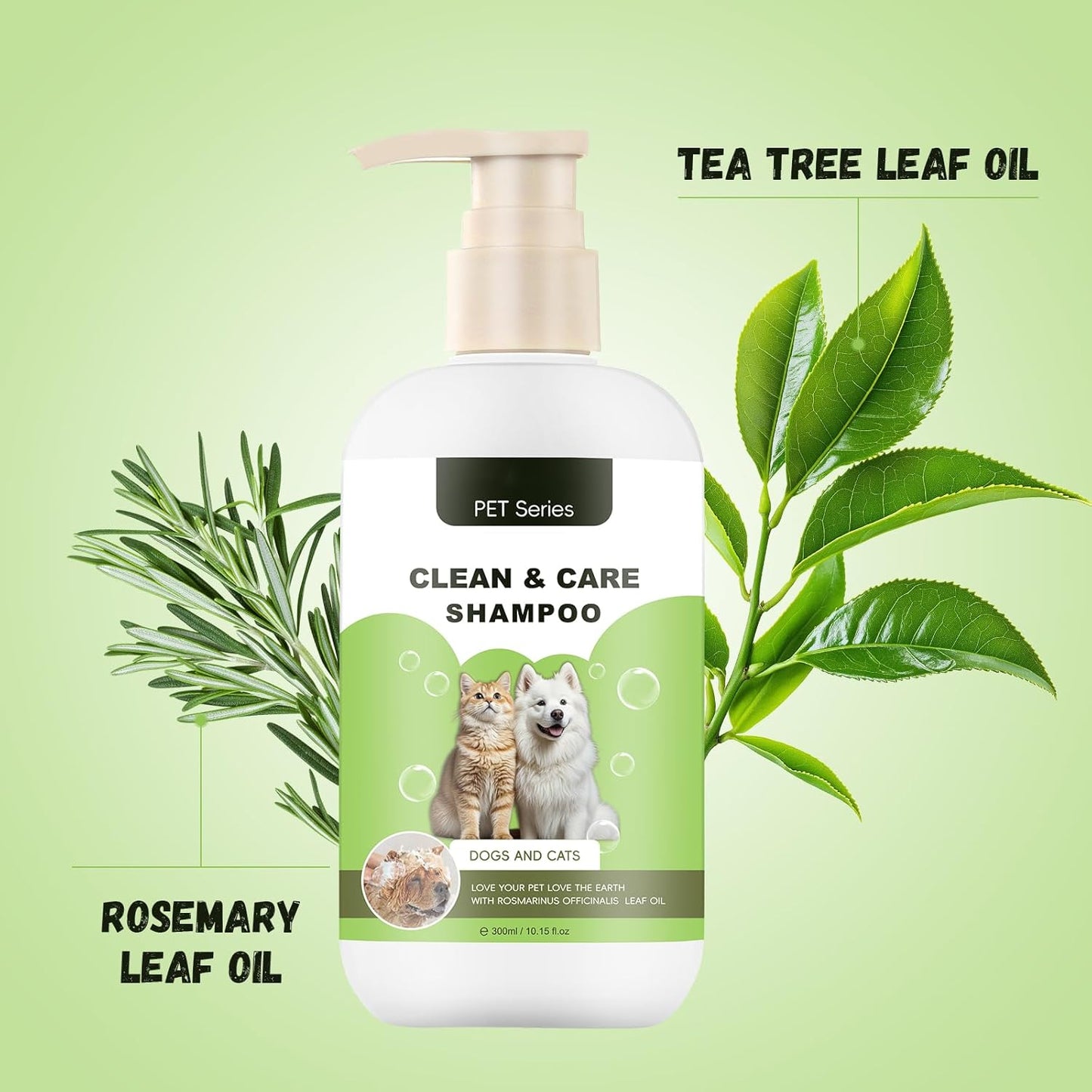 Gentle Tearless Dog Shampoo for Puppyies 8 Weeks Old: Slight Fragrance of Tea Tree and Rosemary Leaf Oil - Aloe Vera & Oats Can Alleviate Dry Skin - Soften Fur No Extra Conditioner Needed