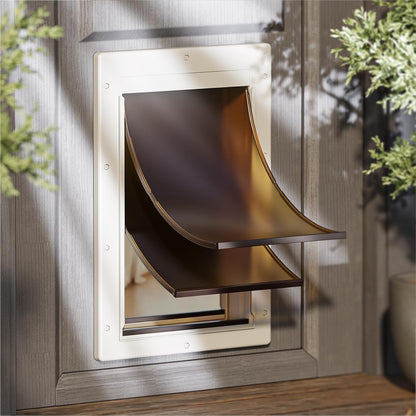 Never Rust Dog Door with Durable Plastic Frame, Large Doggy Door for Interior and Exterior Doors, Doggie Door with Magnetic Flaps, Closing Panel, Telescoping Tunnel, for Pets Up to 100lb