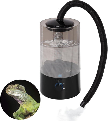 4L Reptile Humidifier Fogger with Extended Hose - Adjustable & Quiet Fogger/Mister for Chameleon, Bearded Dragon, Amphibians - Large Capacity(Black)