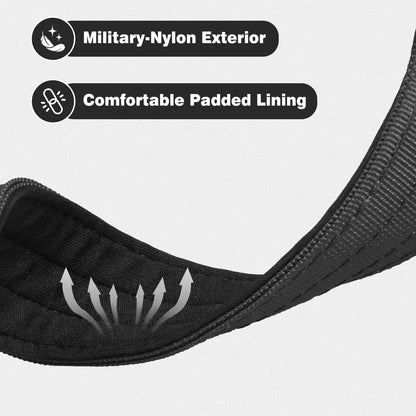 Joytale Heavy Duty Dog Collar with Handle, Adjustable Tactical Military Nylon Collar with Quick Release Metal Buckle for Large Dogs Walking Training, Soft Lining, Dual Rings, AirTag Case, L, Black