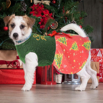 Dog Christmas Outfit Cute Dog Christmas Dress with Bowknot Tulle Puppy Clothes for Small Medium Dogs Cats Boys Girls Pet Costume