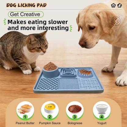 Dog Lick Mat for Anxiety Relief, Slow Feeder Alternative, Pet Enrichment Treat Mat, Boredom Buster, Durable Food-Grade Silicone, Dishwasher & Freezer Safe (Blue, Rectangle)