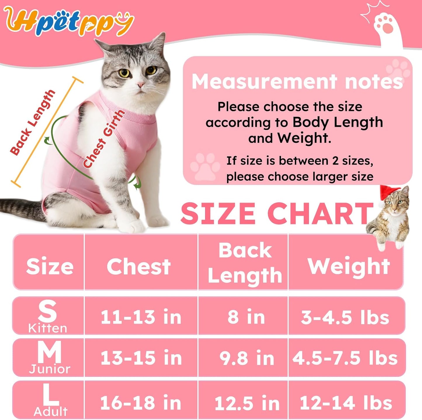 Cat Recovery Suit for Spay Abdominal Wounds, Kitten Onesie Bodysuit for Cats After Surgery, Cat Surgery Recovery Suit Female Cone of Shame Alternative for Cats Anti Licking (Pink,M)