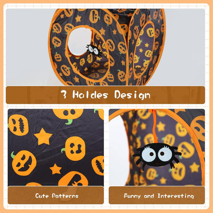 Andiker Cat Tent, 3 Holes Safe and Strong Cute Cats Tunnel Collapsible Easy to Carry Cat House for Indoor Cats Kittens Hiding Playing Training Sleeping (Square Yellow)