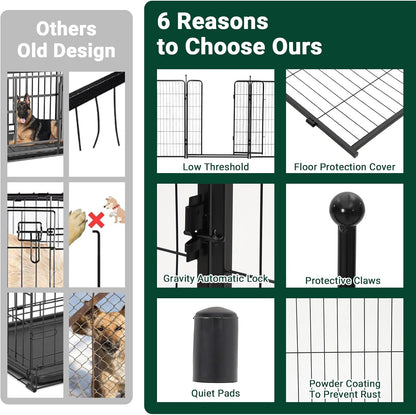 Upgraded 40" Heavy-Duty Metal Pet Playpen, 8 Panel Foldable Exercise Pen with Secure Door, Rustproof & Floor-Protective, Portable Indoor/Outdoor Small Animal & Puppy Fence