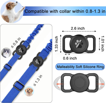 SANKALA Airtag Dog Collar Holder, [1 Pack] Waterproof Dog Airtag Holder, Silicone Full Body Covered Anti-Lost Protective Apple Air Tag Holder for Pet Collar - Fits All Width Collars, Black