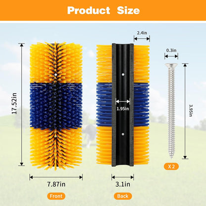 2 Pcs Livestock Scratch Brushs, Cattle Brush Relieves Itching and Cleansing Massage Brush Kit, Cattle Supplies Suitable for Cows, Horses, Sheep & Pigs with 2 Screws