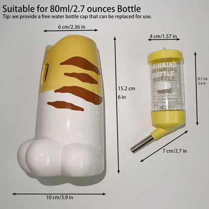 Hamster Water Bottle with Stand, Small Animal Standing Water Dispenser, Ceramic Base, Leak Proof, Auto Dispenser for Hamster Guinea Pig Squirrel Rabbit Hedgehog