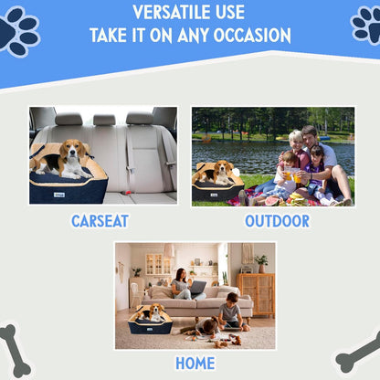 Large Dog Car Seat – Booster Seat Bed for Pets up to 55 lbs, Black, Travel Safety | Fits 2 Small Dogs Pets| Washable Cover & Thick Cushion | Rear Seat or SUV