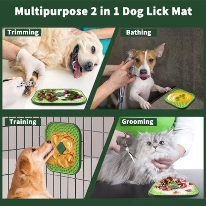 CIICII Dog Lick Mat for Dogs Crate, 2 in 1 Slow Feeder Treat Mat (Large 7.1" Dog Licking Plate + Crate Training Aid) with Silicone Anti-Slip Pad for Dogs/Cats Anxiety Reduction & Boredom Relief