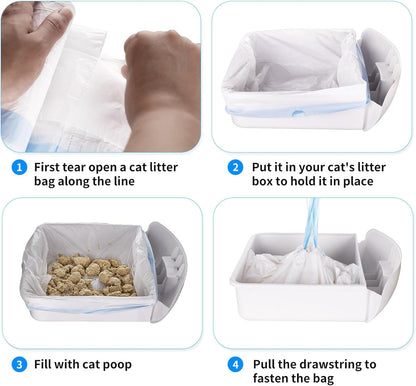 120 Count Extra Large Cat Litter Box Liners, Cat Litter Waste Receptacles Bags for Cleanpethome Self Cleaning Litter Box