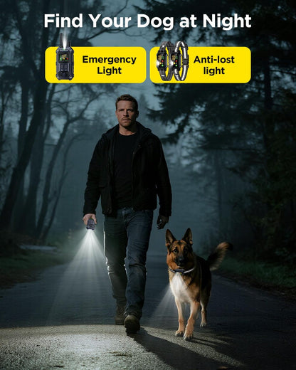 BLACKDOG Military Dog Shock Collar 2 Dogs (5-150lbs) - 4200ft Dog Training Collar with Remote, 4 Training Modes, Flashlight&Strobe, 90-Day Battery, IP67 Waterproof Dog E Collar for All Breeds (Blue)