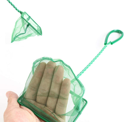 3PCS Aquarium Fish Net Fine Mesh Net Quick Catch Nets Nylon Fishing Nets with Long Plastic Handle for Fish Tank, Green, 3in 4in 6in
