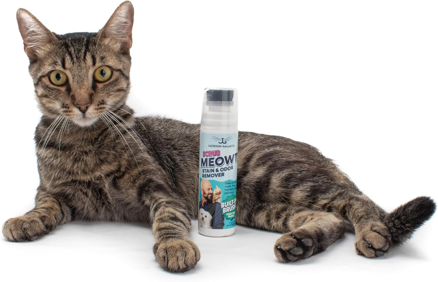Jackson Galaxy Scrub Meowt! Stain & Odor Remover Travel Cleaner with Built In Brush, TSA Compliant Size, CO2 Powered