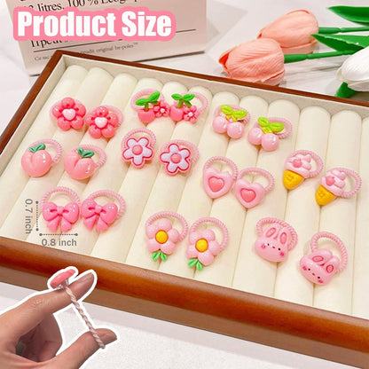 20 Pcs Small Dog Hair Bows with Rubber Bands Cute Puppy Bows Grooming Bowknot Topknot Flower Dog Hair Accessories for Small Dogs Girl Mix Style Handmade Hair Ties for Yorkie Shih tzu Maltese (Pink)