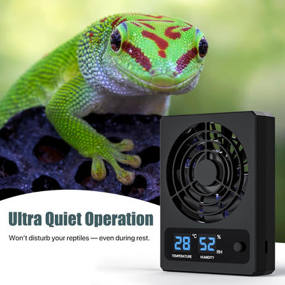 Reptile Humidity Control Fan for Terrariums, Quiet Airflow System for Tanks and Enclosures, Black