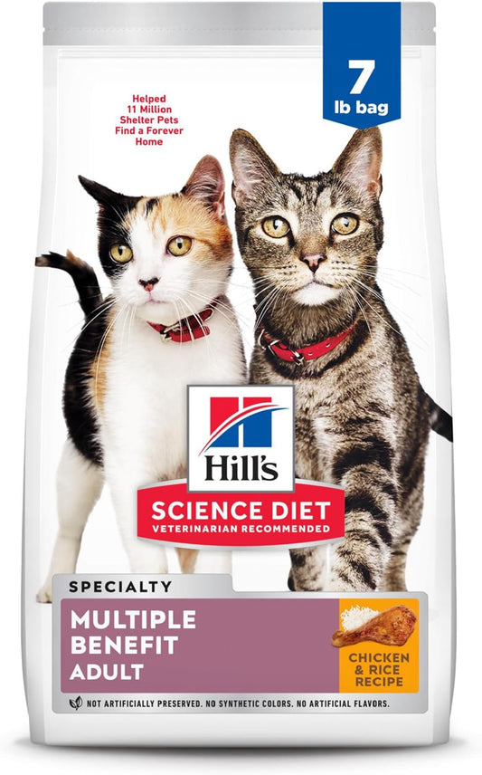 Hill's Science Diet Multi-Benefit, Adult 1-6, Multiple Benefit, Dry Cat Food, Chicken Recipe, 7 lb Bag