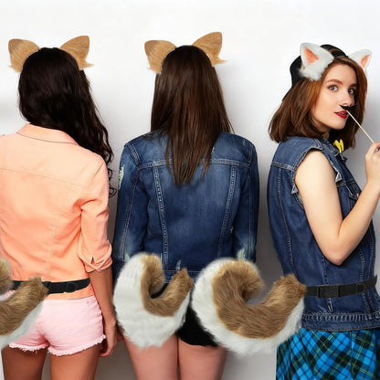 Dog Ear and Tail Set for Shepherd Shiba Inu, Animal Cosplay Costume Accessories, Furry Animal Cosplay Costume Dog Anime Set, Adult Halloween Party Headdress