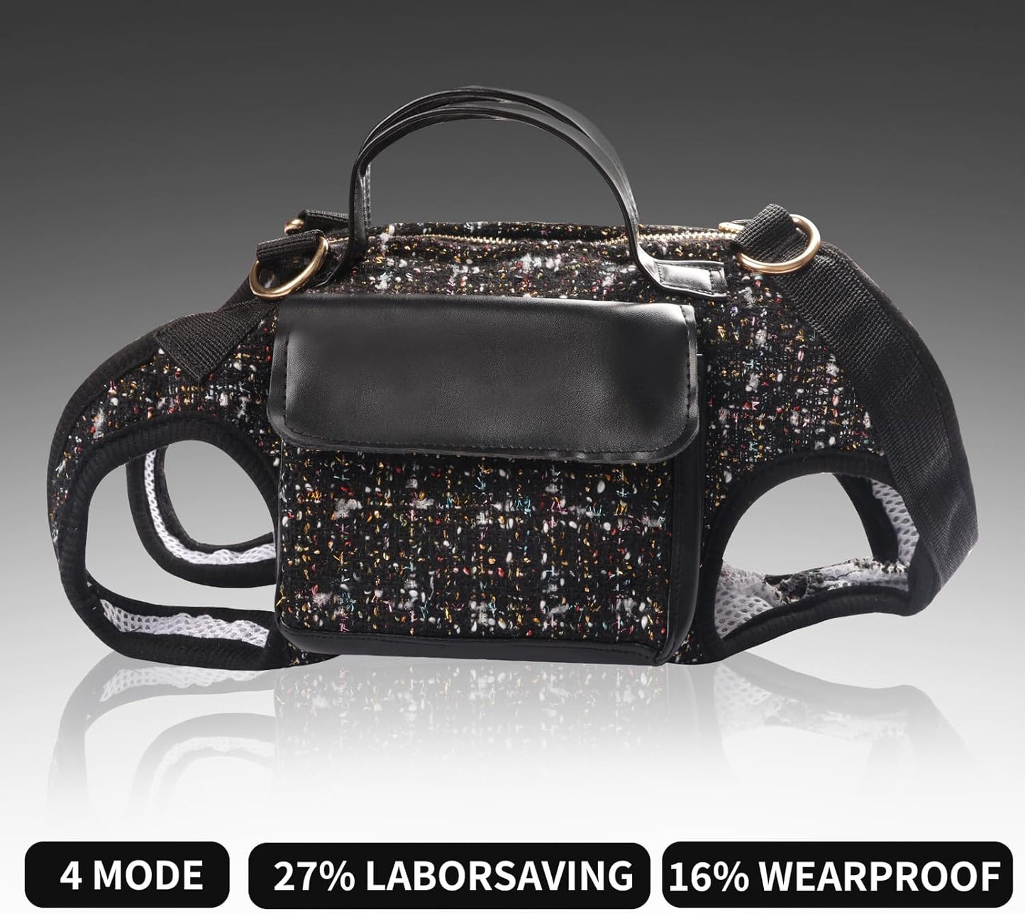 Dog Lift Harness Backpack for Small Dogs, Adjustable Straps Dog Sling Carrier for Hiking, Travel, Outdoor – Black Small