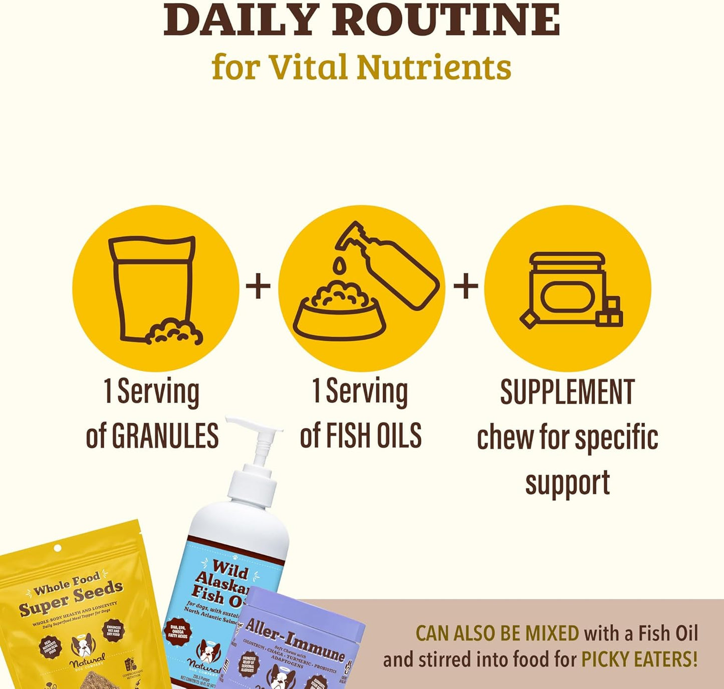 Natural Dog Company Multivitamin Chews & Super Seeds Food Topper Bundle – Daily Dog Supplement for Skin, Coat, Immunity & Nutrition – Peanut Butter Chews (90 ct) + Omega Superfood Topper (8 oz)