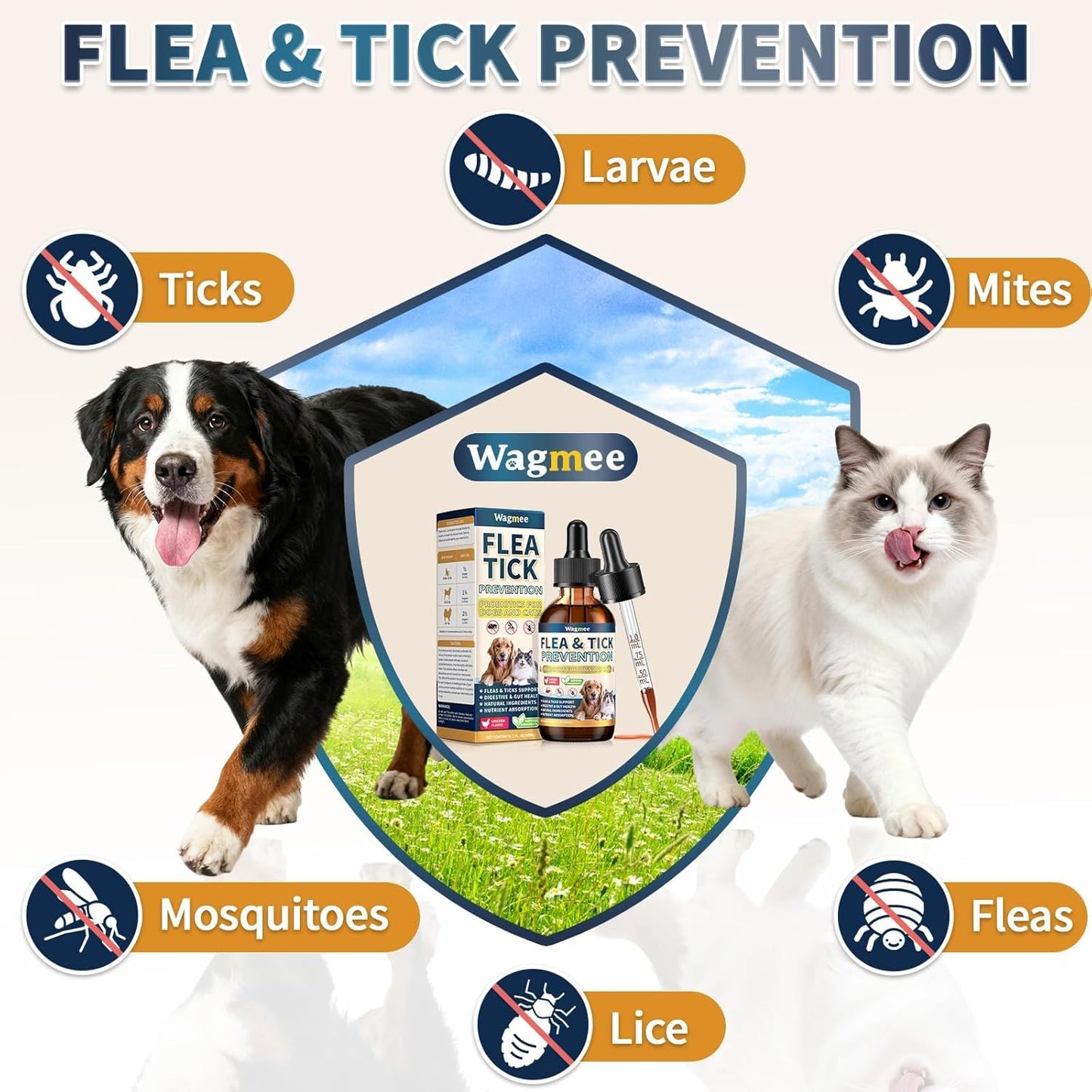 Flea and Tick Support for Dogs and Cats, Natural Flea & Tick Supplement with Probiotics Multivitamin, Supports Healthy Skin Coat & Digestion - All Breeds and Ages - Chicken