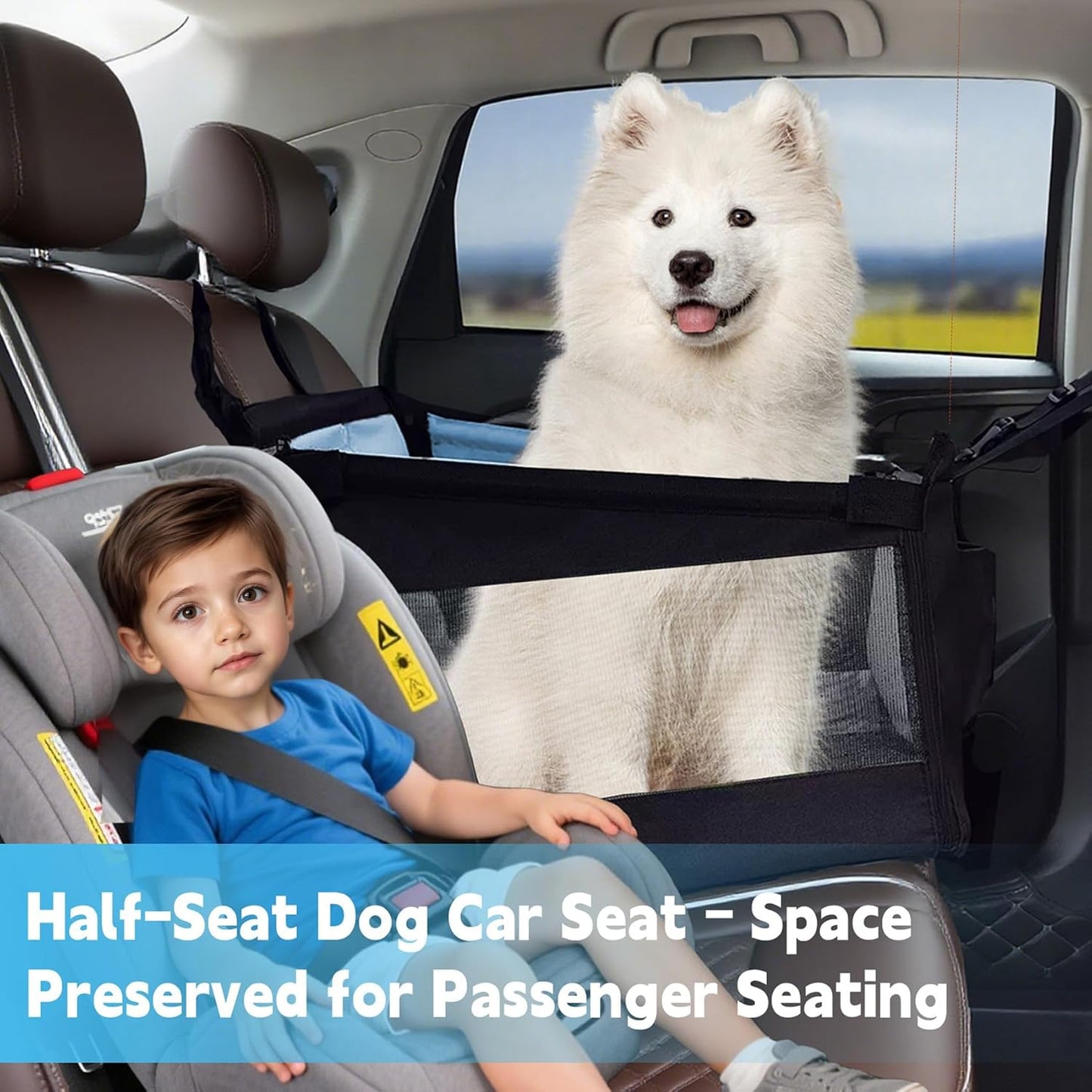 Dog Car Seat Medium Small Size Dog,Foldable Cat Car Seat with Seatbelt,Also Comes with A Pet Bed,Pet Travel Cars Seats
