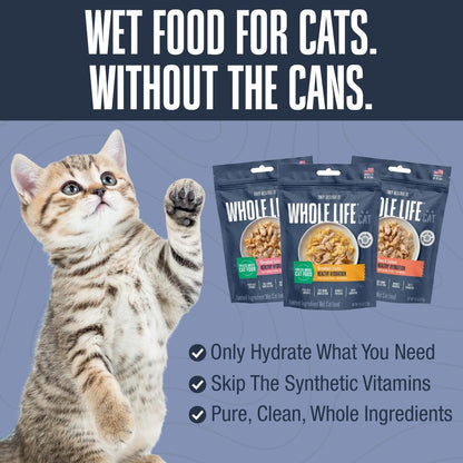 Whole Life Cat Freeze Dried Cat Food - Human-Grade Wet Food Toppers, Single Ingredient Snack & Lickable Treats, Instantly Hydrating Natural Broth Just Add Water, Made in USA - Shredded Chicken, 4.5 Oz