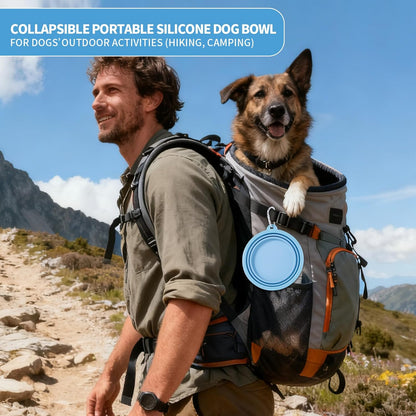 SLSON Collapsible Dog Bowl, 2Pack Macaron Color Pet Travel Bowls Silicone Foldable Water Feeder Dish for Small to Large Dogs Cat Walking Hiking Camping (Macaron Blue and Light Grey, Medium)