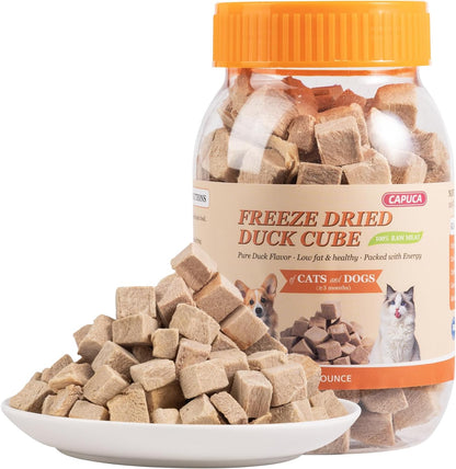 Freeze Dried Duck Dogs & Cats Treats - High Protein Training Treats, Single Ingredient Food Toppers for Kittens,4oz