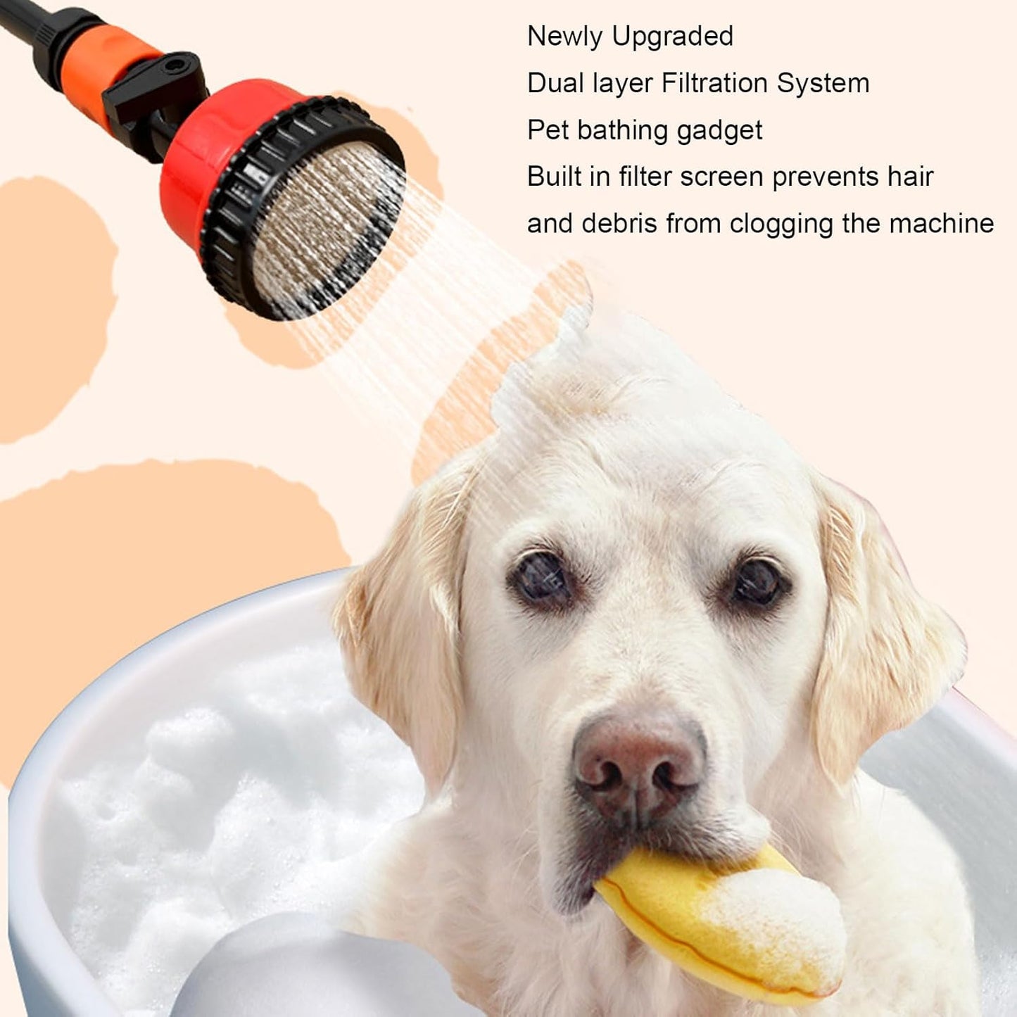 40w 42.7ft Lift 3.53GPM Electric Pet Bath Pump with Adjustable Showerheads and 4.9ft Hose Portable Hand Shower Attachment Water Hose Nozzle Sprayer Set for Home Use (US Plug 100-240V)