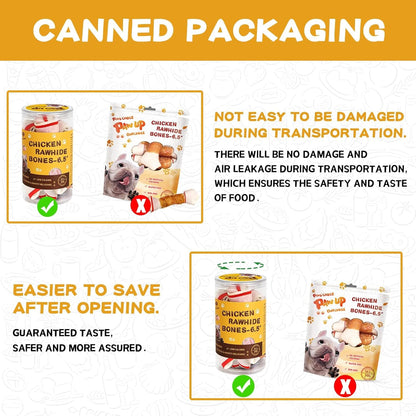 PAWUP Dog Treats Chicken Wrapped Rawhide Sticks Long Lasting Dog Chews, Natural Snacks for Medium Large Dogs w/Taurine,12.5 oz (25-30 Count)