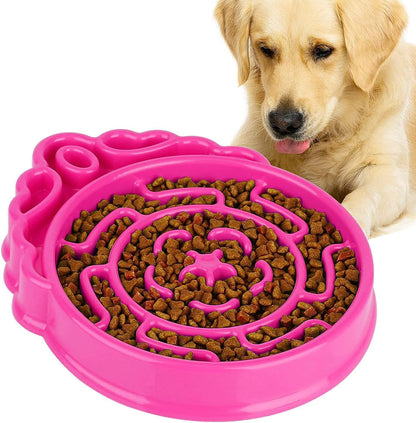 Slow Feeder Dog & Cat Bowl - Interactive Maze Puzzle Dish for Healthy Digestion, Anti-Gulping Food Grade Feeder(Pink)