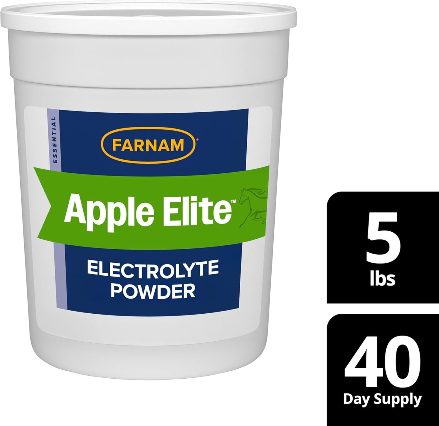 Farnam Apple Elite Electrolyte Powder Supplement for Horses, Replaces Vital Minerals, Encourages Hydration, No Added Sugar, 5 pounds
