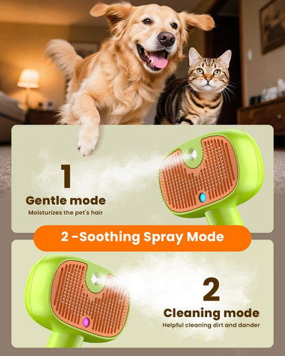 3-Pack Flea Comb with Rubber Handle, 4-in-1 Cat Steam Brush