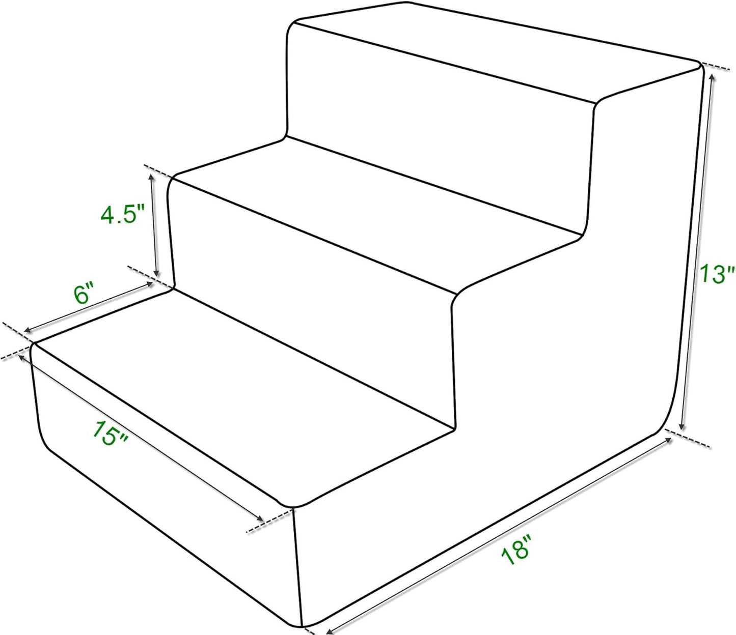 Best Pet Supplies 3-Step Pet Stairs, 18 by 15 by 13-Inch, Dark Brown Suede