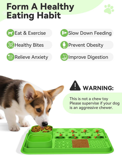 Lick Mat for Dogs，Slow Feeder Bowl for Dogs and Cats, Silicone Lick Mat & Snuffle Mat - Interactive Puzzle Feeder to Slow Eating and Keep Busy, Reduce Vomiting and Relieve Boredom