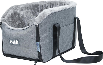 Elevated Dog Car Seat for SUV & Sedan - Pet Booster Seat with Safety Belt & Anti-Slip Platform, Convertible into Travel Carrier Bag & Indoor Bed (Grey)