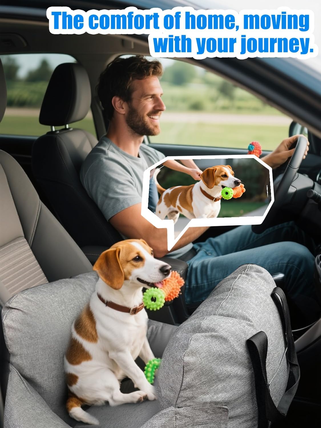 Small Dog Car Seat - Portable Booster carseat with Harness,Detachable Washable Dog Booster Seat Under 19lbs Fits Front & Rear Seats, Soft Pet Car Bed with Storage Pockets and Safety Belt for Travel.