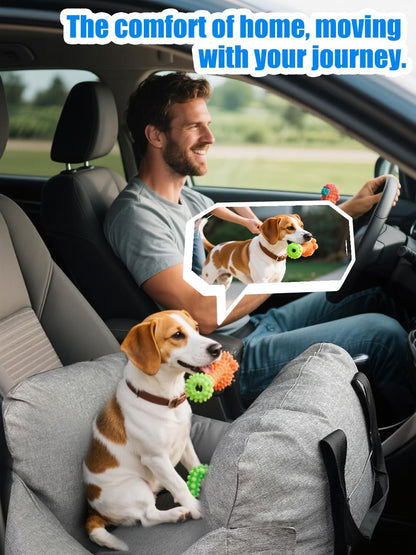 Small Dog Car Seat - Portable Booster carseat with Harness,Detachable Washable Dog Booster Seat Under 19lbs Fits Front & Rear Seats, Soft Pet Car Bed with Storage Pockets and Safety Belt for Travel.