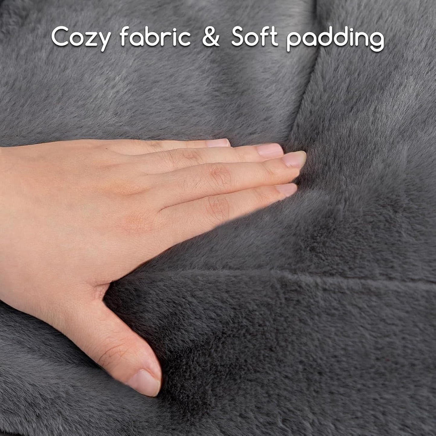 Hollypet Fluffy Plush Dog Cat Pet Couch Soft Calming Sofa Bed for Medium Small Cats and Dogs, Gray