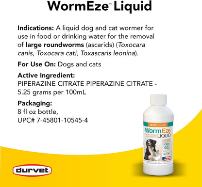 Durvet WormEze Liquid Canine & Feline Antihelmintic, 8 oz