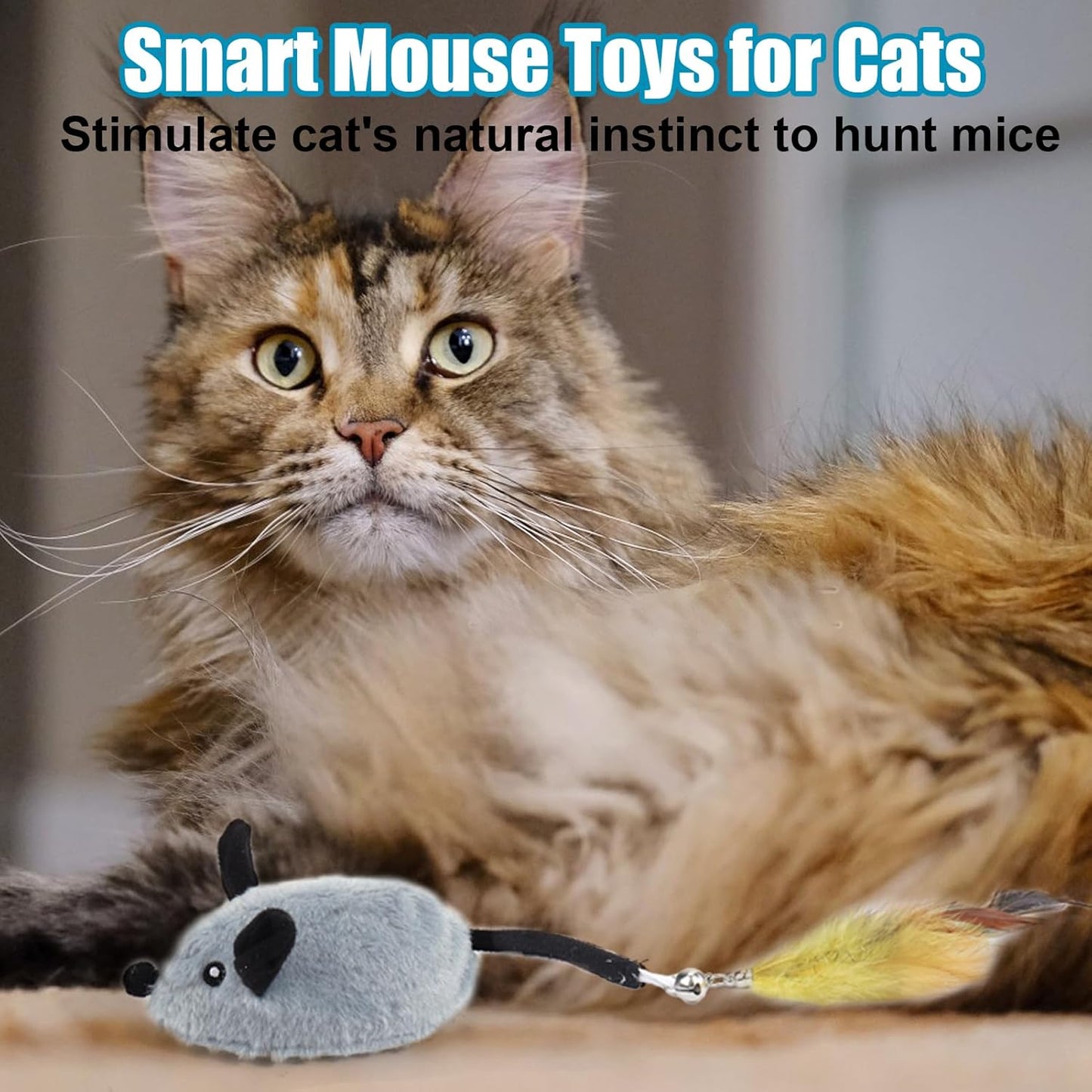 Interactive Dog Toys with Phone App, 2 Modes Remote Control Dog Toy, Dog Mouse Toy with Realistic Sound & Replacement Tails, Automatic Dog Toy for Small Medium Large Dogs, Squeaky Dog Toys Gray