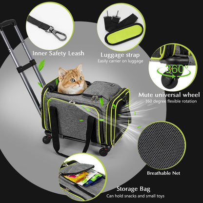 Pet Carrier with Wheels & Cat Scratcher Board Bundle Product